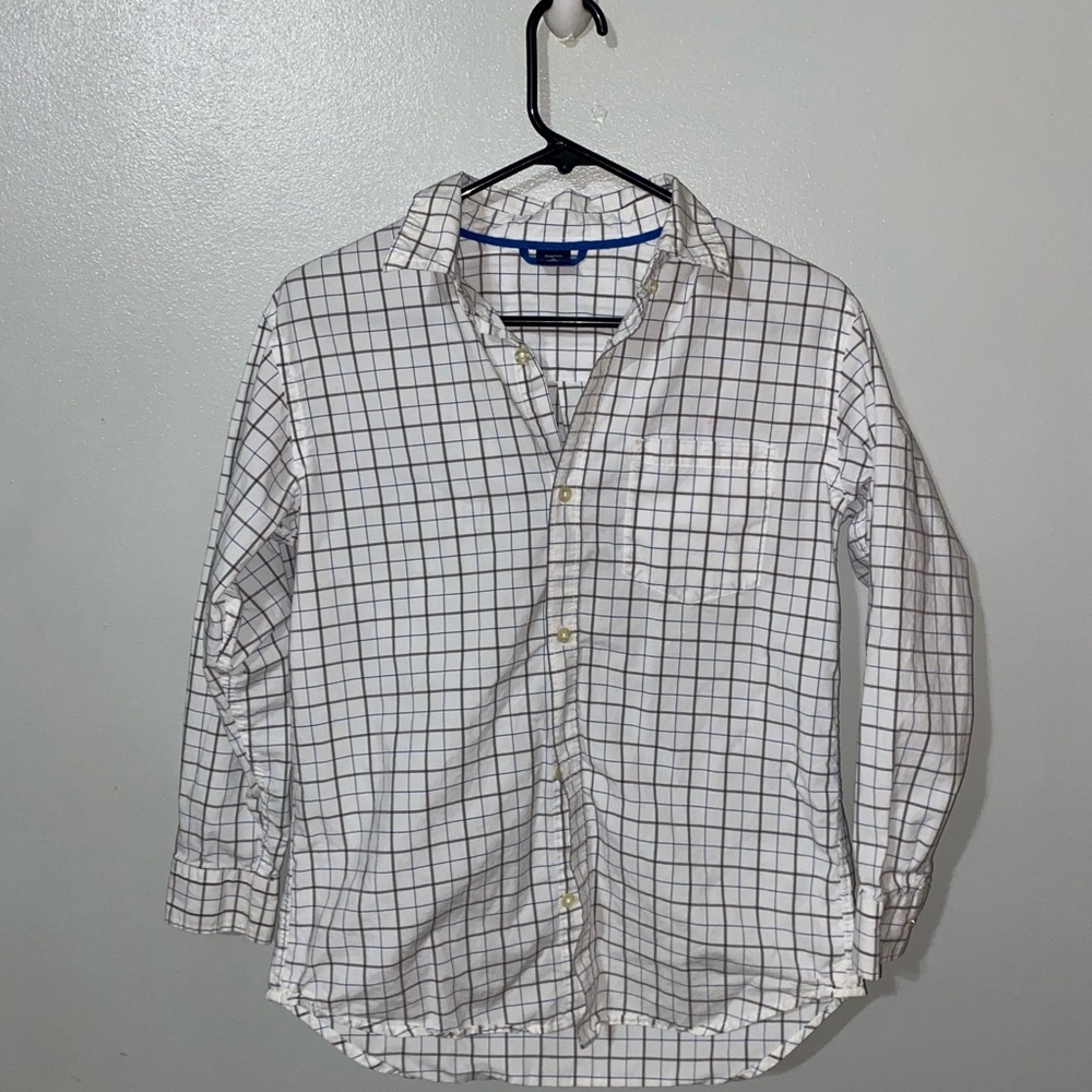GAP White Plaid Casual Button Down Shirt